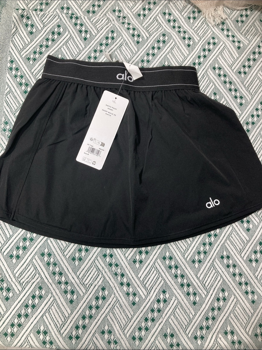 ALO Yoga Black Athletic Skirt with Logo Waistband - Picture 3 of 9